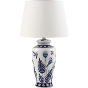 BIJELA - Tafellamp - Wit/Blauw - Porselein/Linnen