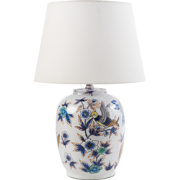 SUNJA - Tafellamp - Wit/Blauw - Porselein/Linnen