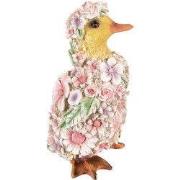 Clayre & Eef Beeld Eend Roze Polyresin Bloemen