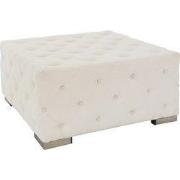 Zitpoef XXL 90x45x90 cm Crème Linnen met Metalen Pootjes WOMO Design