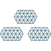 Krumble Siliconen pannenonderzetter Hexagon lang - Blauw - Set van 3