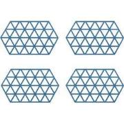 Krumble Siliconen pannenonderzetter Hexagon lang - Blauw - Set van 4
