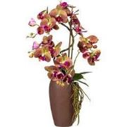 Kopu® Kunstbloem Orchidee 70 cm Paars in bruine Vaas - Phalenopsis