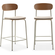 Set van 2 krukken in stof met metalen poten H66 cm - ADRIANA