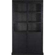 Vitrinekast Zwart - Mangohout & IJzer - 2-Deurs