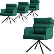Eetkamerstoel set van 4 donkergroen draaibaar met afneembaar rugkussen...
