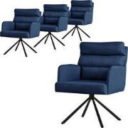 Eetkamerstoel set van 4 donkerblauwe draaistoelen met afneembaar rugku...