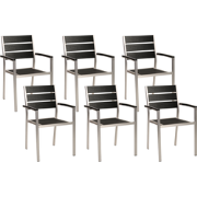 VERNIO  - Tuinstoel set van 6 - Zwart/Zilver - Aluminium