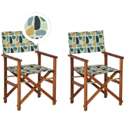 CINE  - Tuinstoel set van 2 - Groen/Hout/Stippen - Polyester