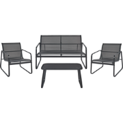 BARREA - Loungeset 4-zits - Zwart - Metaal