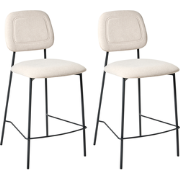 DUETTE - Barkruk set van 2 - Lichtbeige - Fluweel