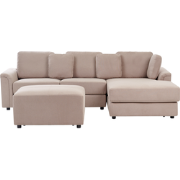 KOHLO - Hoekbank met ottomaan - Taupe - Linkszijdig - Stof