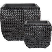 BERBERIS - Bloempot set van 2 - Zwart - PE rotan