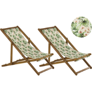 ANZIO  - Strandstoel set van 2 - Lichtbruin/Bloemen/Roze - Polyester