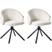 OVALO - Set van 2 eetkamerstoelen - Gebroken wit - Polyester