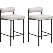 AMAYA - Barkruk set van 2 - Lichtgrijs - Polyester