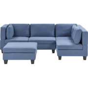 UNSTAD - 4-zitsbank met ottomaan - Blauw - Linkszijdig -  Polyester