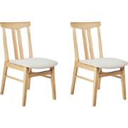 AVALON - Eetkamerstoel set van 2 - Lichtbeige - Licht hout/Stof