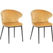 AUGUSTA - Eetkamerstoel - Mosterdgeel - Fluweel