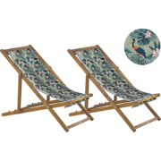 ANZIO  - Strandstoel set van 2 - Lichtbruin/Pelikaan - Polyester