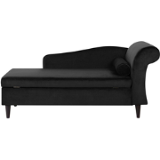 LUIRO - Chaise longue - Zwart - Rechterzijde - Fluweel