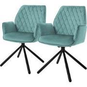 Eetkamerstoel set van 2 draaibaar met rugleuning en armleuningen Sage ...