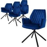 Eetkamerstoel set van 6 draaibaar met rugleuning en armleuningen Donke...