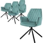 Eetkamerstoel set van 6 draaibaar met rugleuning en armleuningen Sage ...