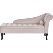 PESSAC - Chaise longue - Lichtbeige - Rechterzijde - Fluweel