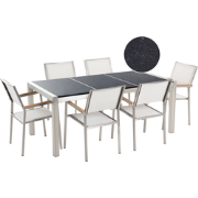 GROSSETO  - Tuinset voor 6 - Wit/Zwart - Graniet