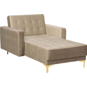 ABERDEEN - Chaise longue - Zandbeige - Symmetrisch - Fluweel