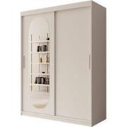 Meubella - Kledingkast Bodhi - Wit - 150 cm - Met spiegel