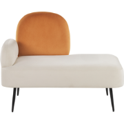 ARCEY - Chaise longue - Gebroken wit - Linkszijdig - Fluweel