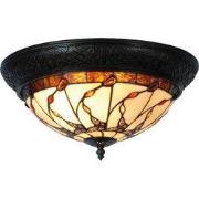 Lumilamp Plafondlamp Tiffany Beige Bruin Glas Vlinder