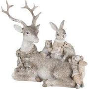 Clayre & Eef Beeld Dieren Grijs Beige Kunststof Dieren