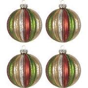 Clayre & Eef Kerstbal Set van 4 Rood Groen Glas