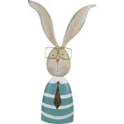 Clayre & Eef Beeld Konijn Turquoise Beige Metaal