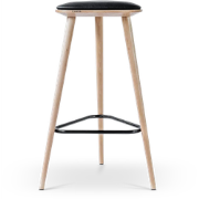 Finn houten barkruk whitewash met zitkussen - 78 cm