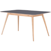 Stafa table houten eettafel whitewash - met linoleum tafelblad nero - ...