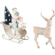 Clayre & Eef Beeld Hert Beige Groen Kunststof