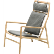 Dedo lounge chair whitewash eiken - dakar leather grey zitting