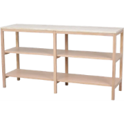 Orwel houten open kast met travertine blad - whitewash - 140 cm