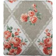 Clayre & Eef Bedsprei Grijs Roze Katoen Bloemen