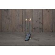 2PCS TAUPE RUSTIEK WAX DINER KAARS 23CM BEW. VLAM MET AFSTANDS BEDIENI...