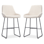 Nino-Isa barkruk bouclé beige - zwart onderstel - 65 cm - set van 2