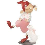 Clayre & Eef Decoratie Beeld Kabouter Roze Metaal
