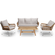 Verena loungeset teak wit 4-delig