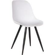 LABEL51 Eetkamerstoel Monza - Wit - Kunststof - Zwart Metalen Frame