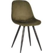 LABEL51 Eetkamerstoel Capri - Army green - Fluweel - Zwart Metalen Fra...