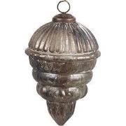 Clayre & Eef Kerstbal Zilverkleurig Bruin Glas